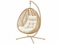 Hangstoel 105 x 105 x 195 cm beige crème met metalen standaard en gevlochten zitting