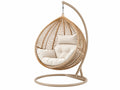 Hangstoel 105 x 105 x 195 cm - kunststof rotan beige - vrijstaand met stalen standaard