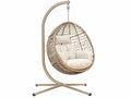 Hangstoel 100 x 100 x 195 cm beige gevlochten kunststof met metalen standaard - bohemien relaxstoel