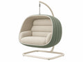 Hangstoel 105 x 100 x 195 cm groen/beige met metalen frame en textielen bekleding