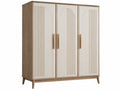 Kledingkast 160 x 55 x 200 cm - beige en walnootkleurig houtlook met 3 deuren
