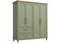 Kledingkast 160 x 60 x 200 cm groen MDF en hout - 4 deuren 2 laden klassieke opbergruimte