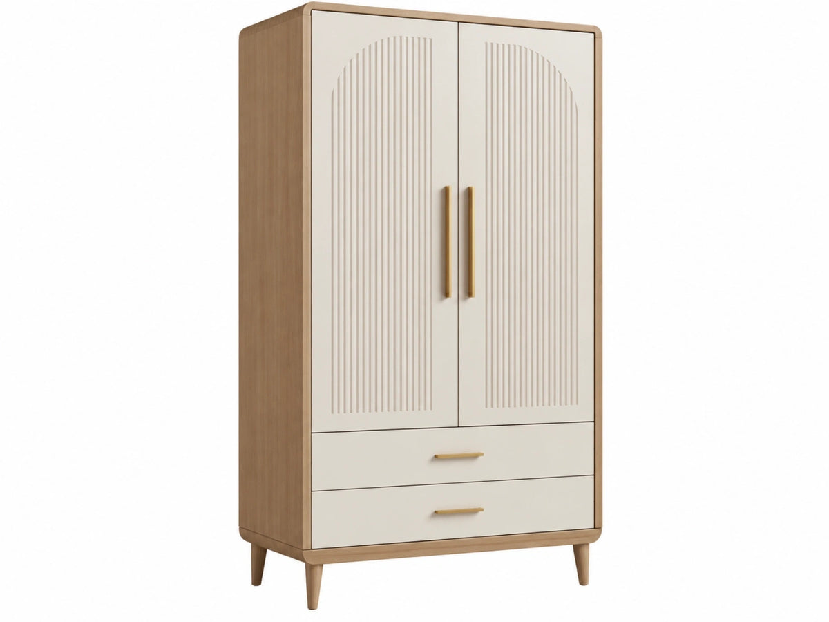 Kledingkast 90 x 50 x 180 cm hout beige - 2 deuren 2 lades