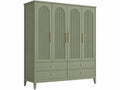 Kledingkast 160 x 55 x 200 cm groen hout met 4 deuren en 4 laden - geribbelde deuren