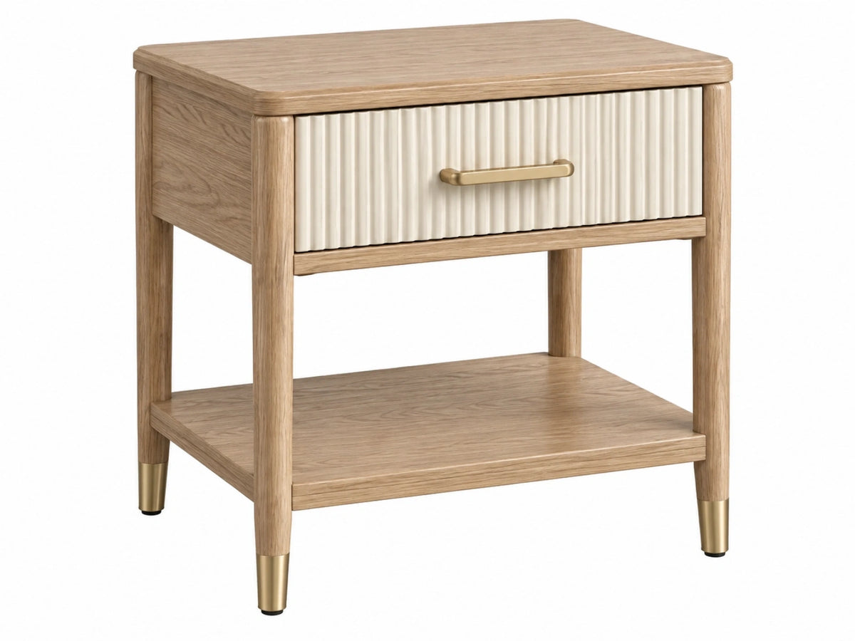 Nachtkastje 50 x 40 x 60 cm hout beige met lade en open vak