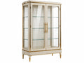 Vitrinekast 100 x 45 x 180 cm glas crème goud klassieke opbergruimte